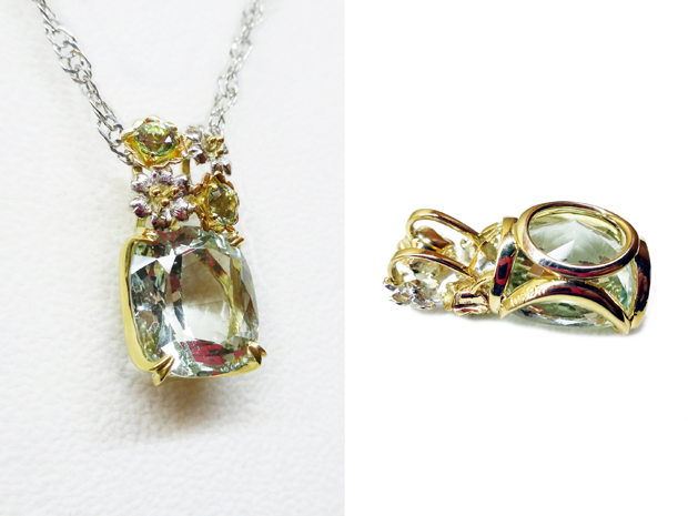 ミントベリル&ミントトルマリンネックレス　花