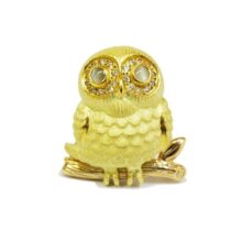 フクロウ　ブローチ　キャッツアイ