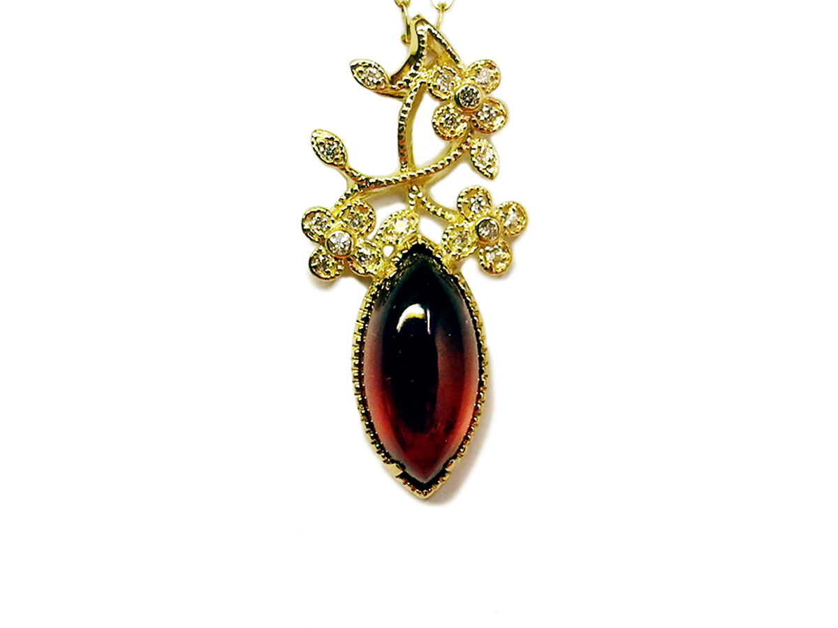 へソナイトガーネット マーキスカット カボション アンティーク