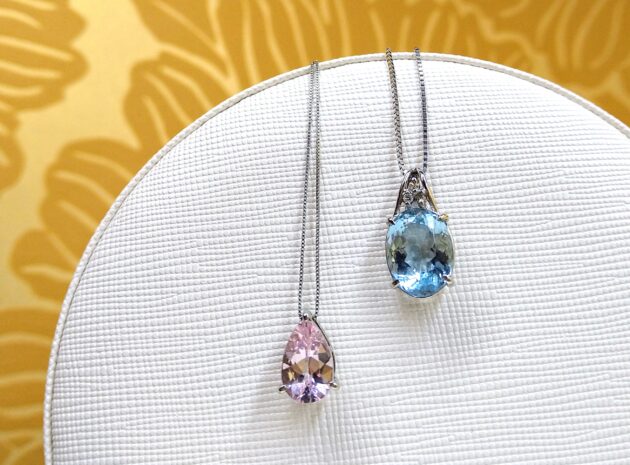 大粒 アクアマリン ネックレス 4カラット 3カラット 三月の誕生 福岡 モルガナイト 4月の誕生石