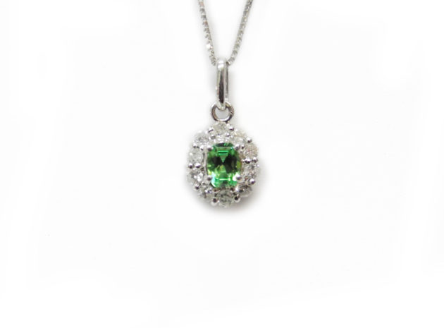 グリーンガーネット 取り巻き ネックレス ツァボライト プチネック 福岡