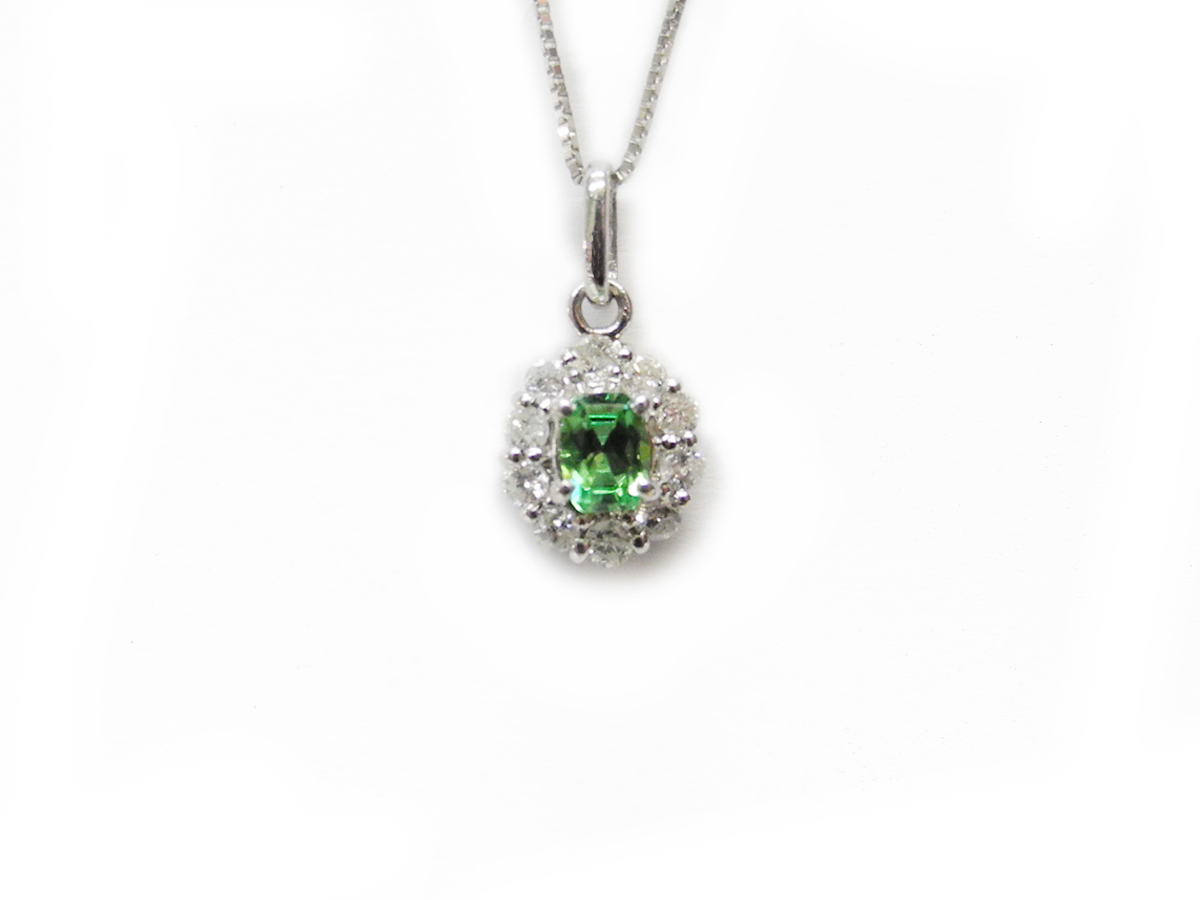 グリーンガーネット 取り巻き ネックレス ツァボライト プチネック 福岡