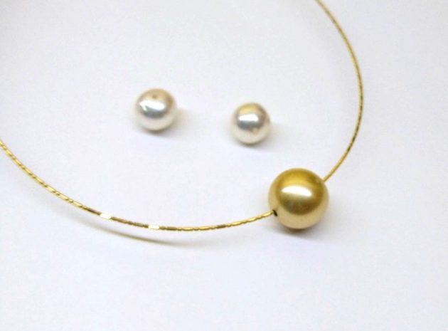 ゴールデンパール　あこや真珠　アコヤ真珠　K18　ゴールドネックレス　チョーカー　丸オメガ　福岡市　福岡