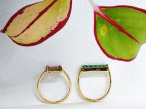 スピネル　ピンクスピネル　ピンク　ミル打ち　リング　指輪　ゴールド　スリム　アンティーク　 レクタングル　スクエア　K18　福岡　福岡市