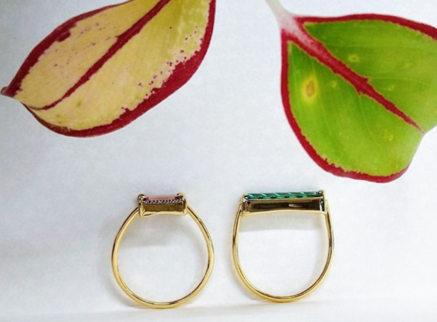 スピネル　ピンクスピネル　ピンク　ミル打ち　リング　指輪　ゴールド　スリム　アンティーク　 レクタングル　スクエア　K18　福岡　福岡市