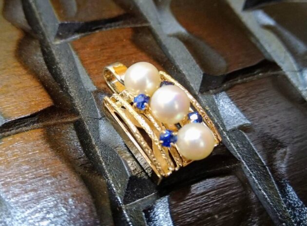 真珠　アコヤ真珠　あこや　ゴールド　サファイア　ペンダントチャーム　ペンダントトップ　福岡　福岡市