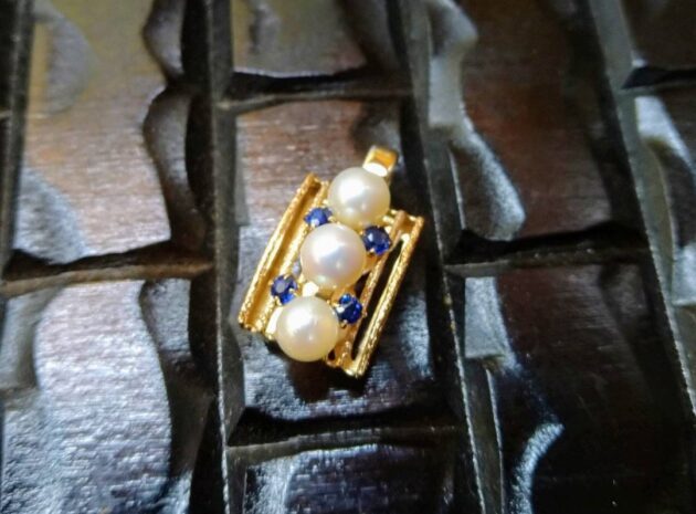 真珠　アコヤ真珠　あこや　ゴールド　サファイア　ペンダントチャーム　ペンダントトップ　福岡　福岡市