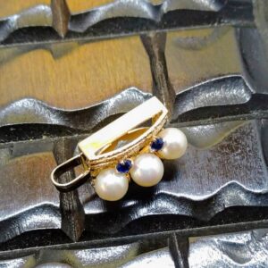 真珠　アコヤ真珠　あこや　ゴールド　サファイア　ペンダントチャーム　ペンダントトップ　福岡　福岡市