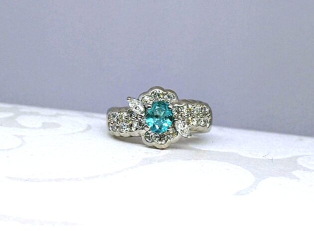 パライバトルマリン ブラジル産 福岡 福岡市 リング パライバ 0.5カラット 0.5CT 鑑別所付 中央宝石研究所