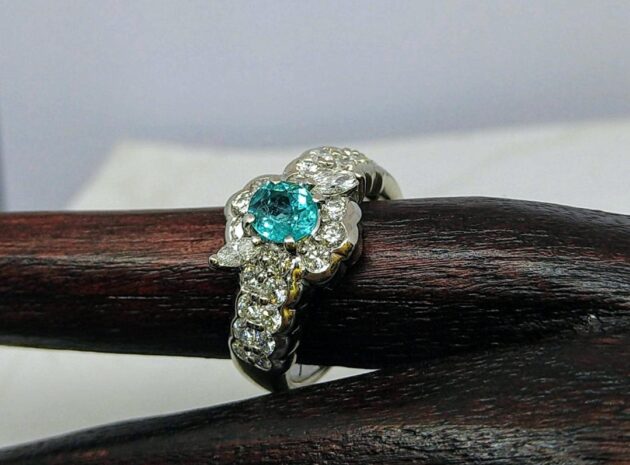 パライバトルマリン ブラジル産 福岡 福岡市 リング パライバ 0.5カラット 0.5CT 鑑別所付 中央宝石研究所