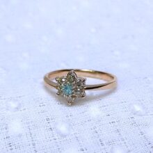 ピンクゴールド　パライバトルマリン　パライバ　リング　指輪　福岡　フラワー　花　フラワーモチーフ　１０月の誕生石