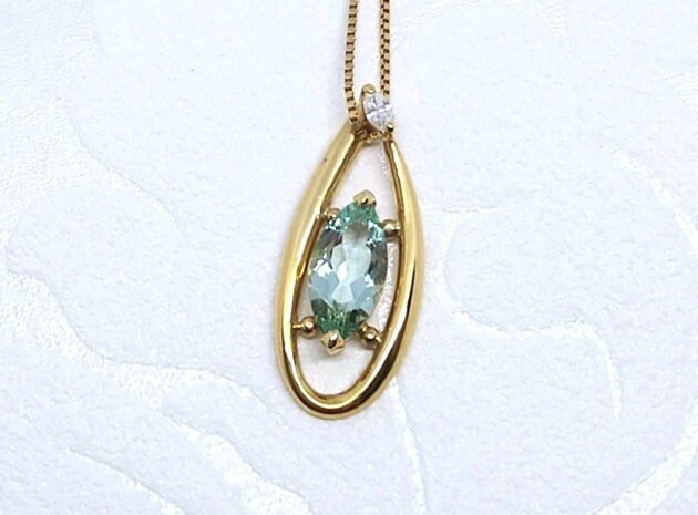 グリーンベリル　ネックレス　ベリル　マーキス　福岡　福岡市　ミントベリル　ミント　マーキスカット　宝石